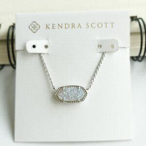 NEW Kendra Scott Elisa Silver Iridescent Drusy Pendant Necklace